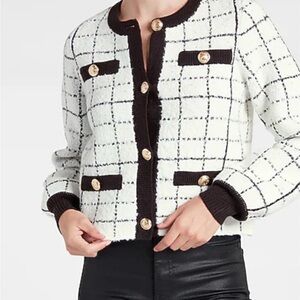 Truth by Republic Black and White Sweater Jacket with Gold Buttons size small